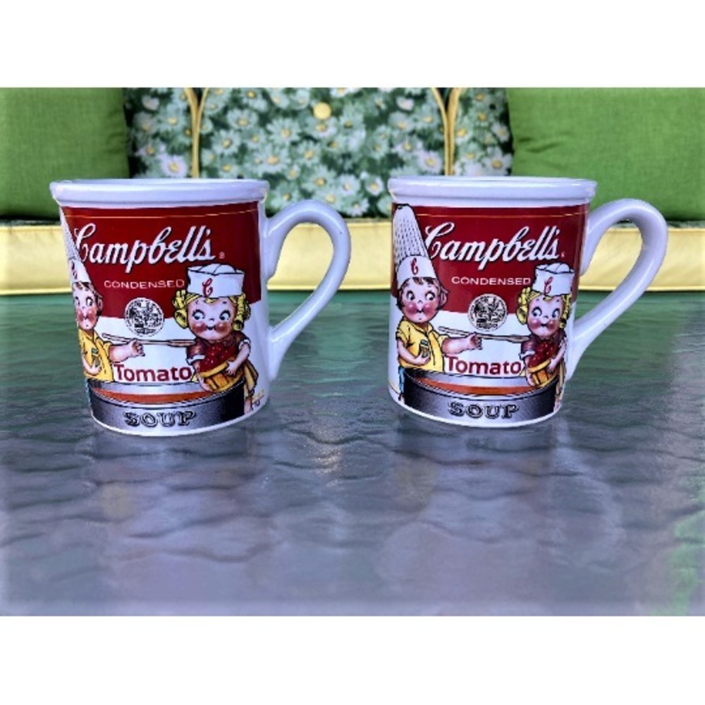 Pair of Vintage Large Campbell's Kids Tomato Soup Mugs, Westwood, 2000